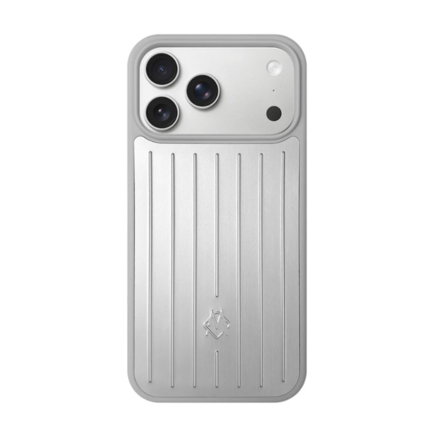 Coque iPhone style valise Rimowa blanc argent